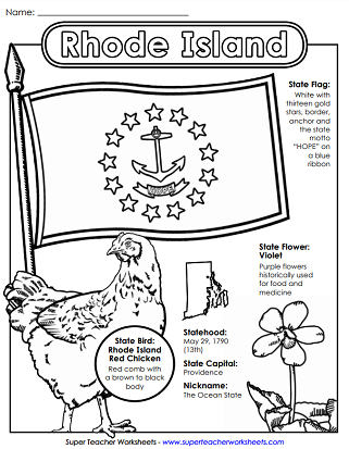 Rhode Island Worksheets - State Symbols
