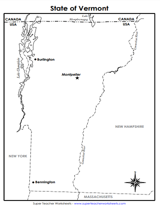 State of Vermont Labeled Map