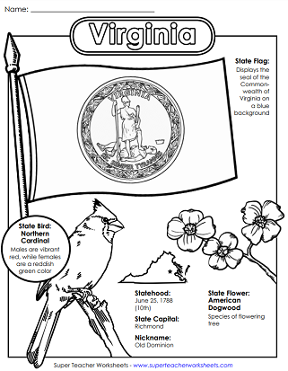 Virginia Worksheets - State Symbols