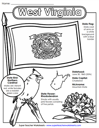 West Virginia Worksheets - State Symbols