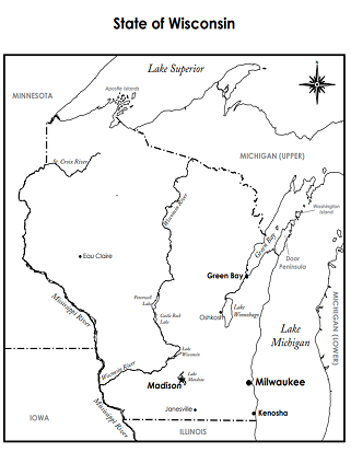 State of Wisconsin Labeled Map