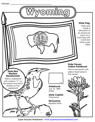 Wyoming Worksheets - State Symbols