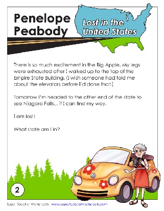 Penelope Peabody Lost in the 50 States New York Worksheet