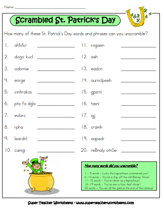 St. Patrick's Day Worksheets