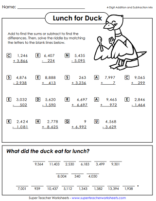 4-Digit Subtraction Worksheets and Activities