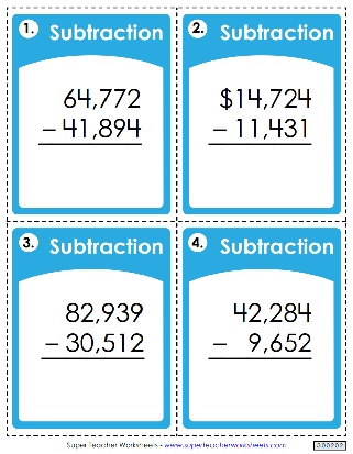 Printable Subtraction Cards