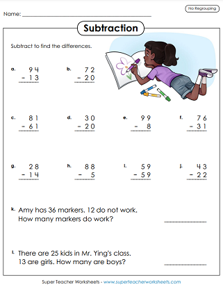 Printable Subtraction Worksheets