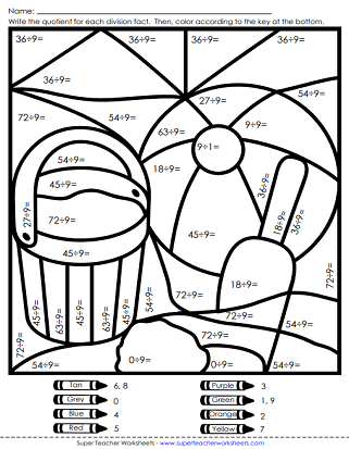 Summer - Math Coloring Worksheets