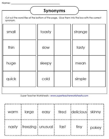 synonyms and antonyms worksheets