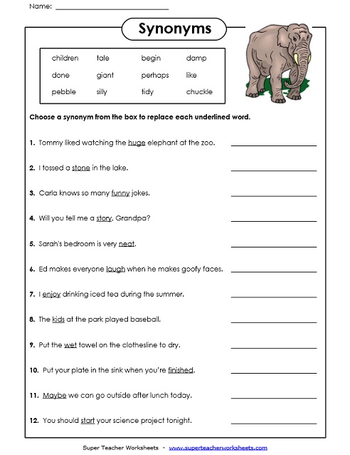 Synonym Worksheets and Teaching Activities