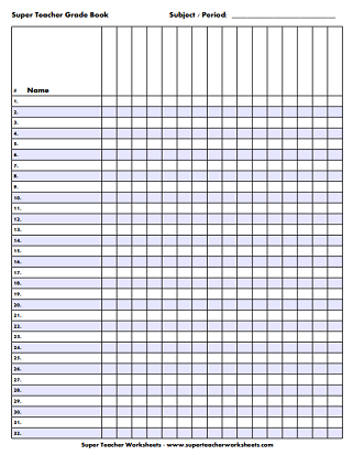 Printable Grade Book (Teaching Tools)