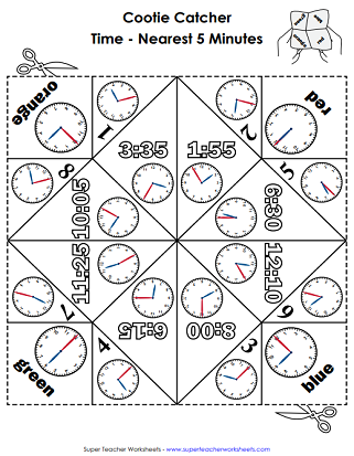 Time Cootie Catcher (Nearest 5 Minutes)