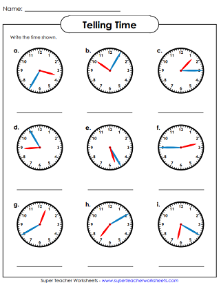 Time Worksheets (Nearest 5 Minutes)