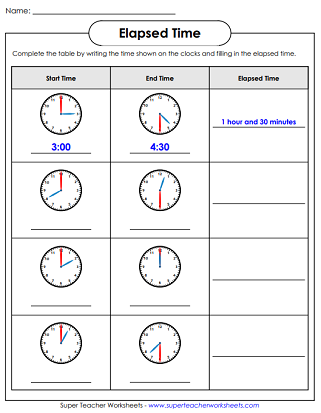 time worksheets hours half hours