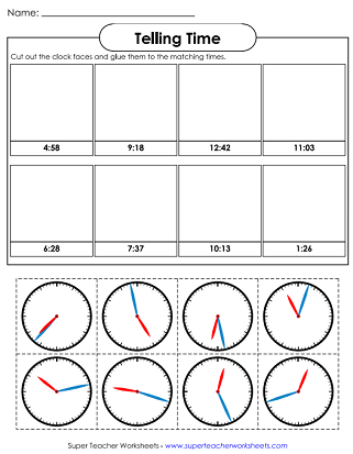 Time Worksheets (Cut and Glue)