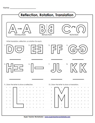Reflection, Translation, and Rotation Worksheets
