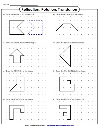 Reflection, Translation, and Rotation Worksheets