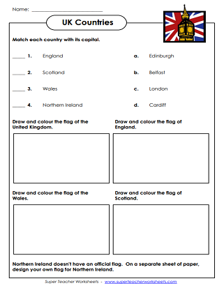 United Kingdom Worksheets - Matching Activity