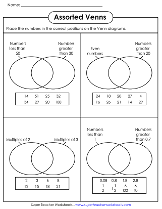 Venn Diagram Math Worksheets