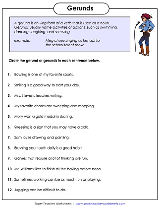 Gerunds Worksheets