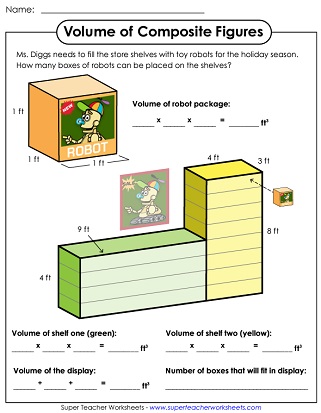 Find the Volume of Composite Figures Worksheets