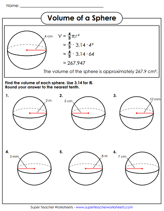 Volume of a Sphere - Worksheets
