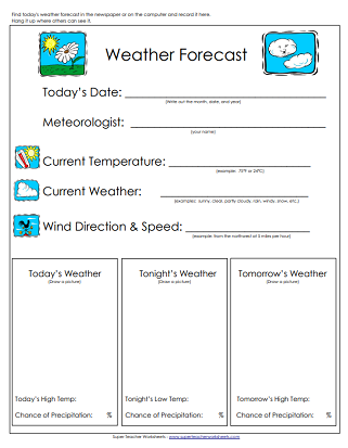 Weather Worksheets - Forecast