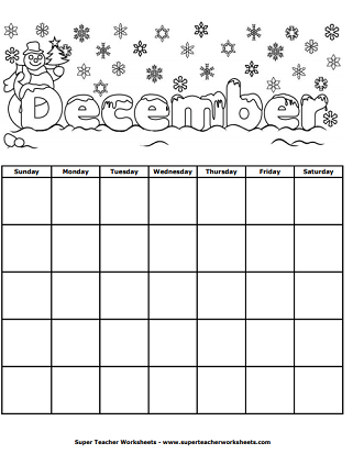 December Calendar (Printable)