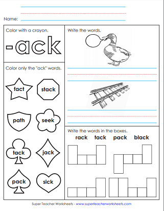 Word Family Activities (-ack Words) Word Family Activities (-ack Words)