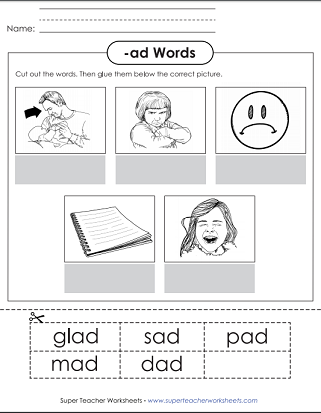 -ad Word Family Worksheet