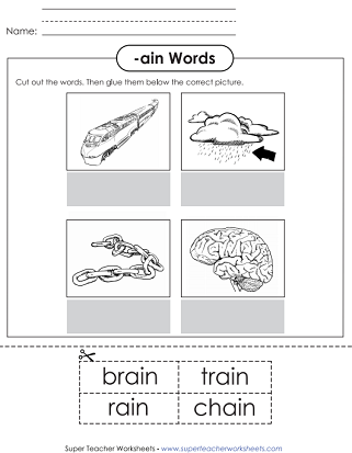 Word Family Worksheets - Cut and Glue