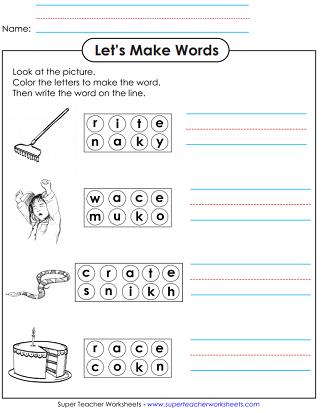 Write Word Activities (-ake Word Family)
