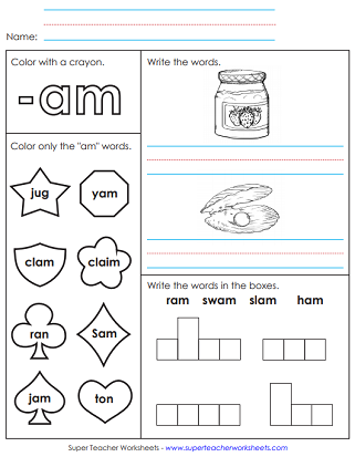 Practice Worksheets (-all Word Family)