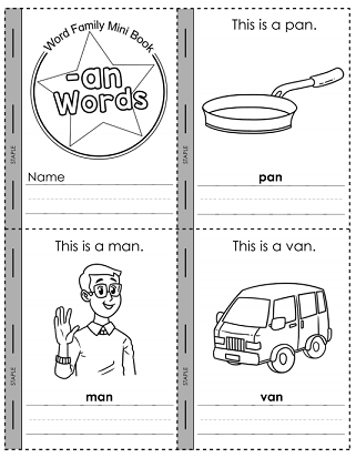 Printable Word Family Mini-book (-an)