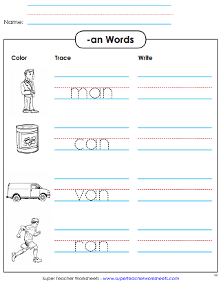 Word Family Activities An Words