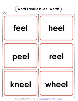 Word Family Flashcards -eel