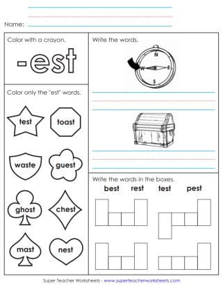 Word Family Worksheets - est