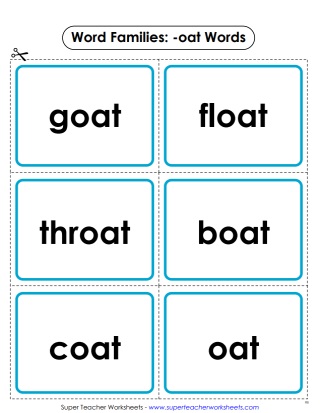 Word Family Worksheets - oat