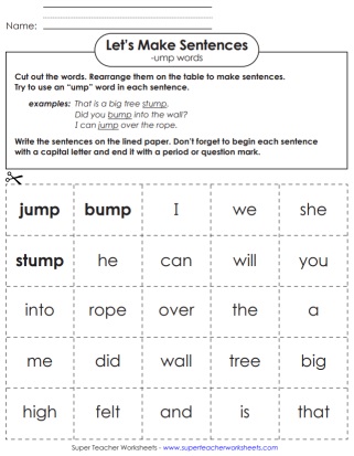 Let's Make Sentences Worksheet