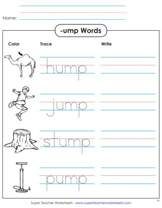 Word Families -ump Words