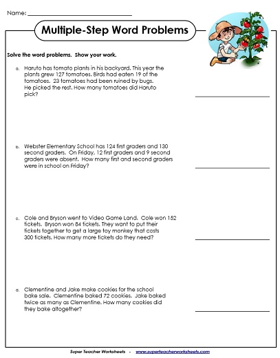 Multiple-Step Word Problem Worksheets