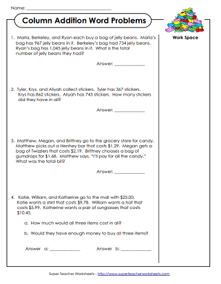 Math Word Problem Worksheets