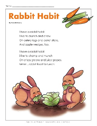 Write Another Verse Rabbit Habit Poem Worksheet