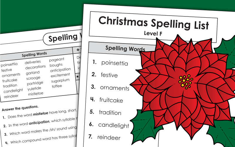 Christmas: Spelling Grade 6