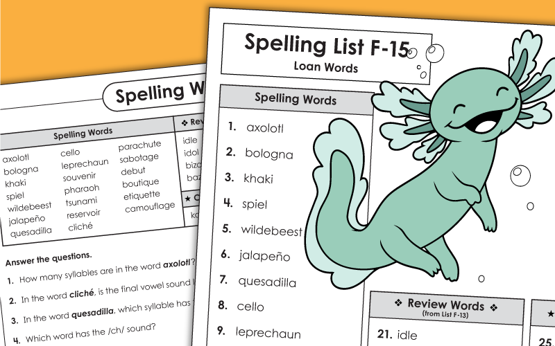 spelling f15 Worksheets