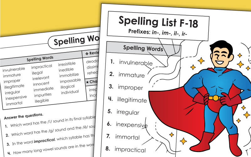 spelling f18 Worksheets