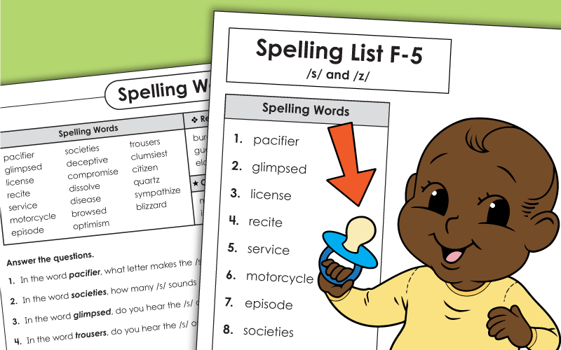 6th Grade Spelling Worksheet - F5