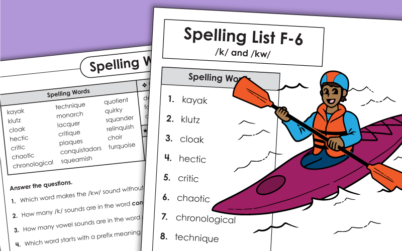 Spelling List 6th Grade F6