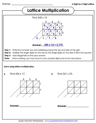 Lattice Multiplication Worksheet