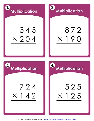 Printable Multiplication Task Cards